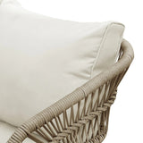 Outdoor Rope 4-Piece Patio Sofa Set with Glass Top Table (Beige/Cream)