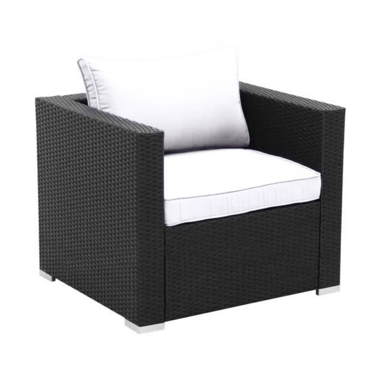 6-Piece Outdoor Conversation Set (Black/Off-White)