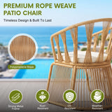Outdoor Rope 3-Piece Patio Set (Beige & Off-White)
