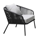 4-Piece Outdoor Rope Patio Sofa Set (Black & Off-White)