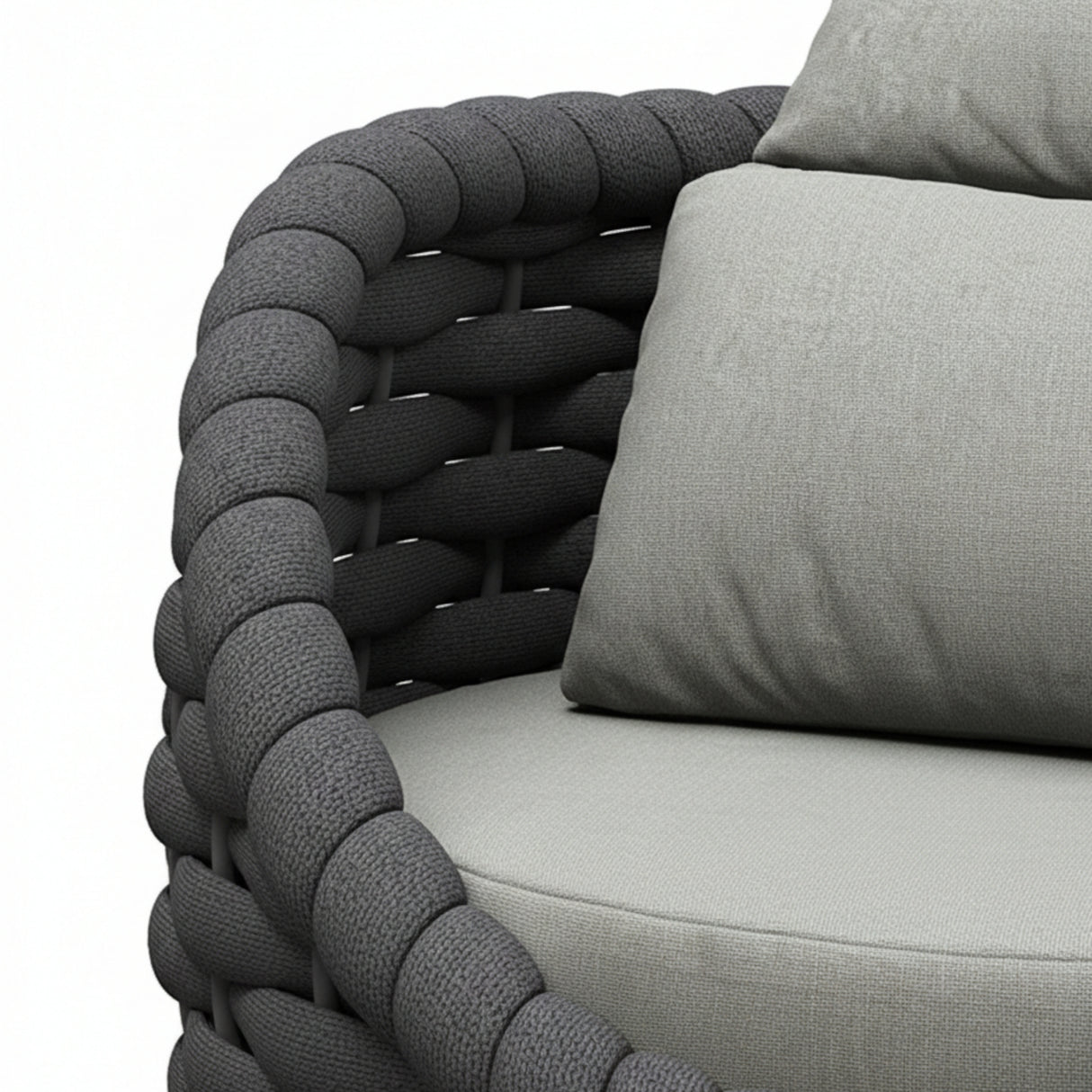4 Piece Outdoor Rope Sofa Set (Grey & Dark Grey)