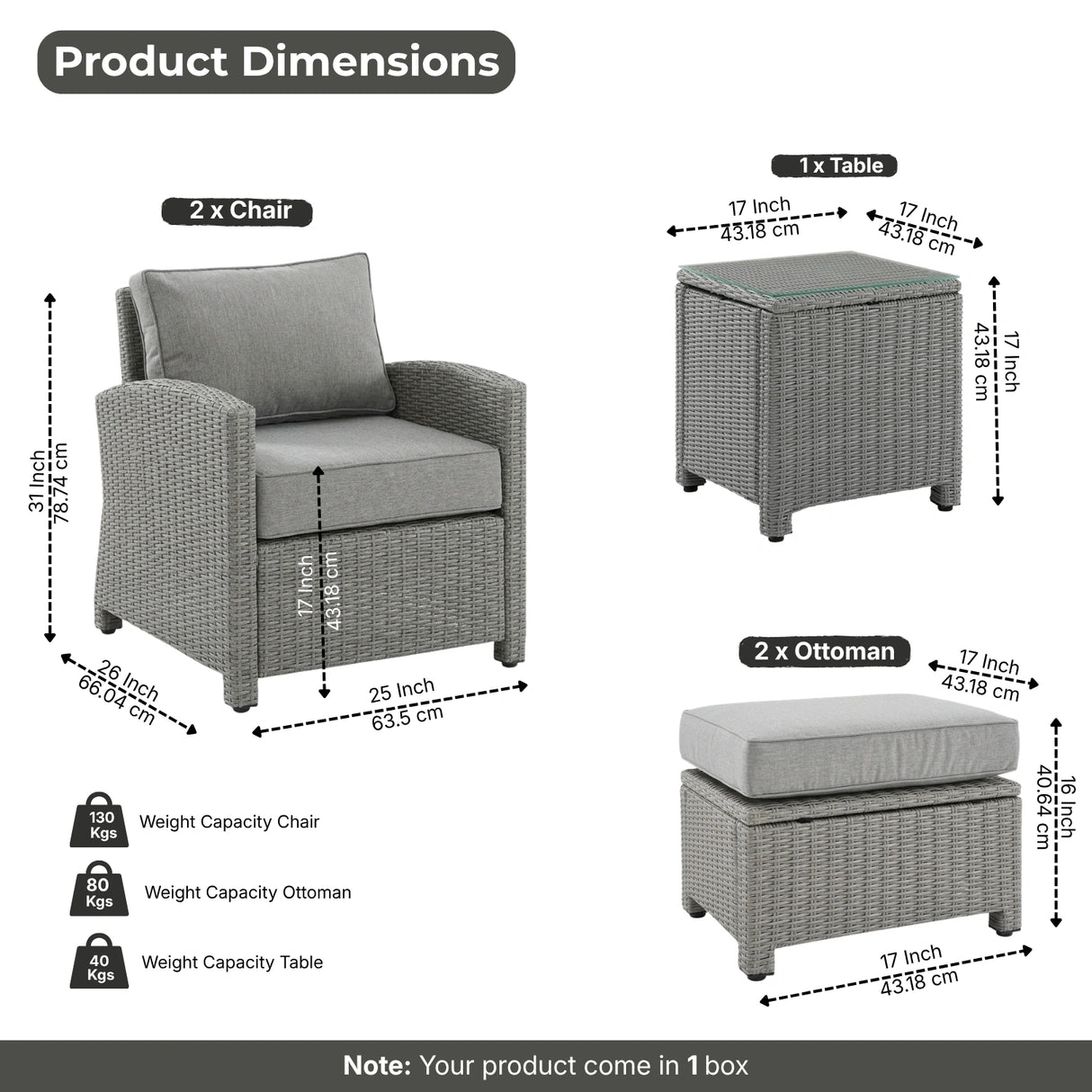 5 Pieces Patio Furniture Set