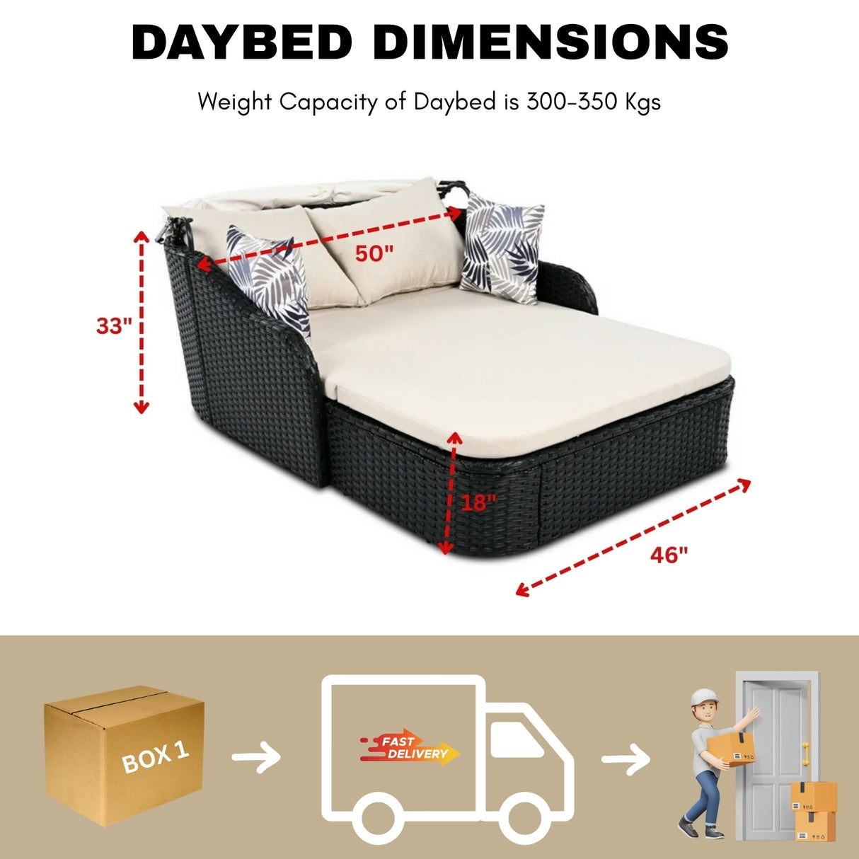 Outdoor Rattan Wicker Double Seater Canopy Daybed