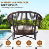 Outdoor 4-Seater Patio Rope Conversation Set (Dark Brown & Cream)