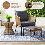 Outdoor 5 Piece Rope Patio Sofa Set (Beige & Dark Grey)