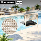 Outdoor Rope Dining Chair with Cushion (Platinum & Black)