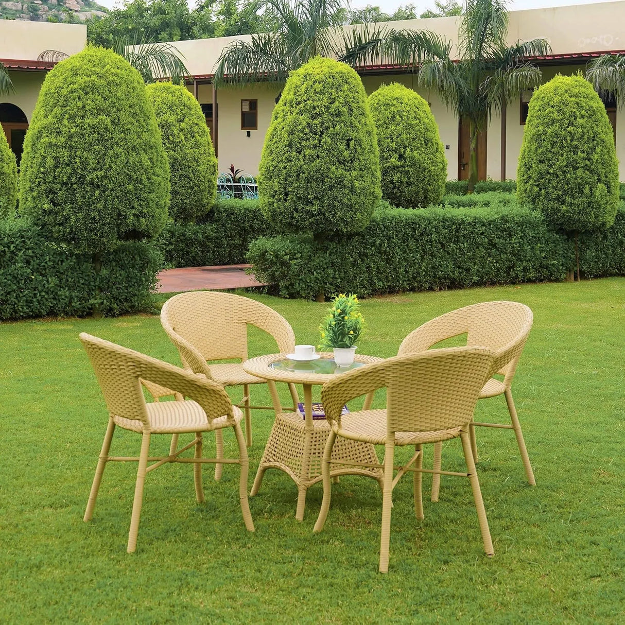 5-Piece Outdoor Rattan Wicker Patio Bistro Set