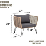 Outdoor Rope 1 Piece Patio Single Seater Sofa