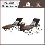 Outdoor Rattan Wicker Lounge Chairs Set of 2 with Matching Side Table