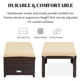 Set of 2 Wicker Ottomans, Multipurpose Outdoor Furniture