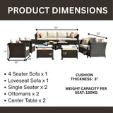 Outdoor Wicker 10 Seater Sectional Sofa Set