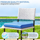 5-Piece Outdoor Wicker Patio Furniture Set (White & Sky-Blue)