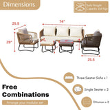 7 Seater Outdoor Rope Sofa Set with Ottomans