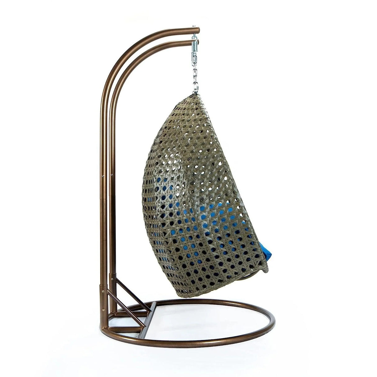 Double Seater Hanging Swing Chair (Dark Brown/Royal Blue)