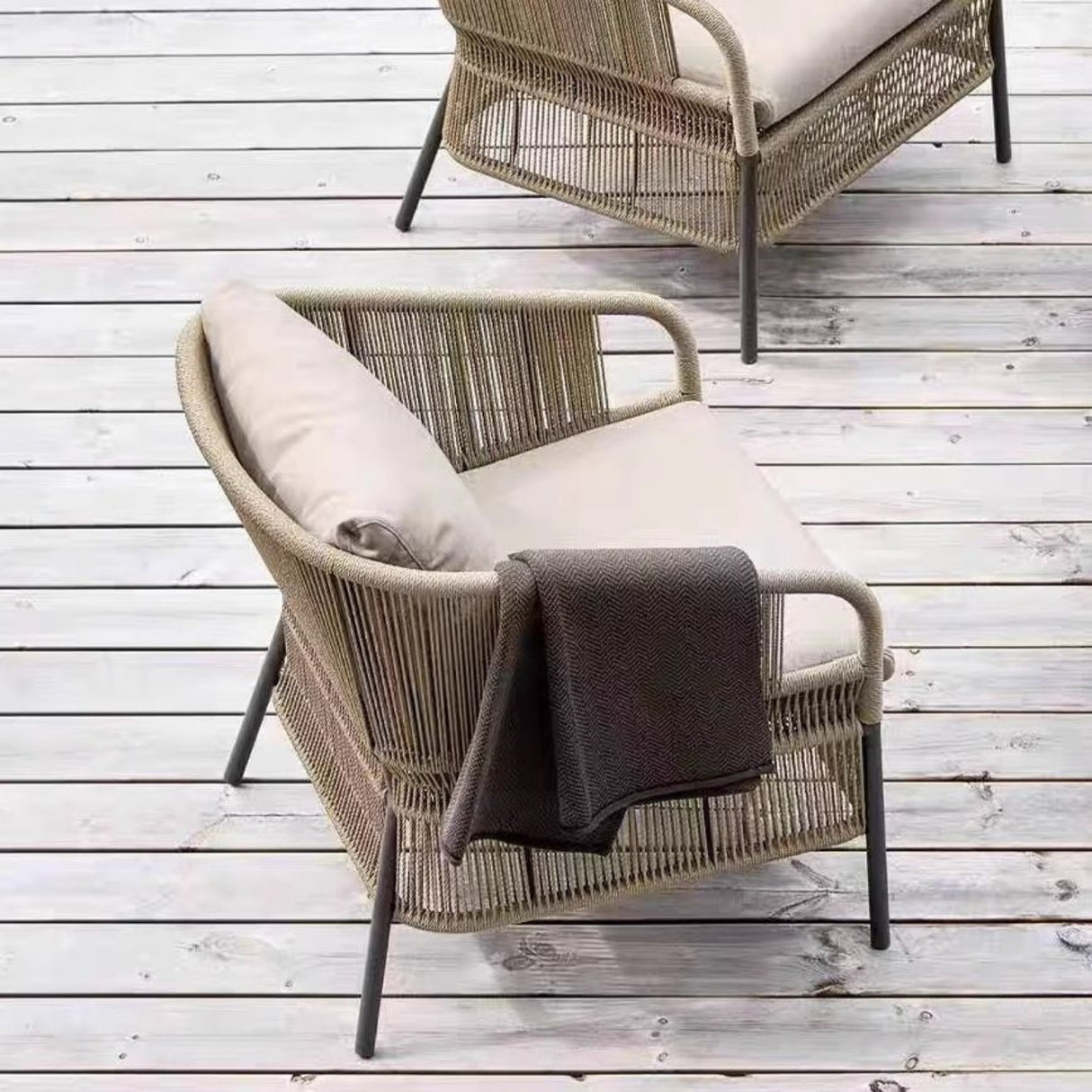 2-Piece Outdoor Rope Single Seater Sofa