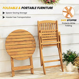 Acacia Wood Foldable Outdoor Bistro Set – 2 Chairs & Round Table