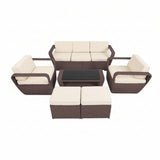 6 Piece Outdoor Wicker Conversation Furniture Set