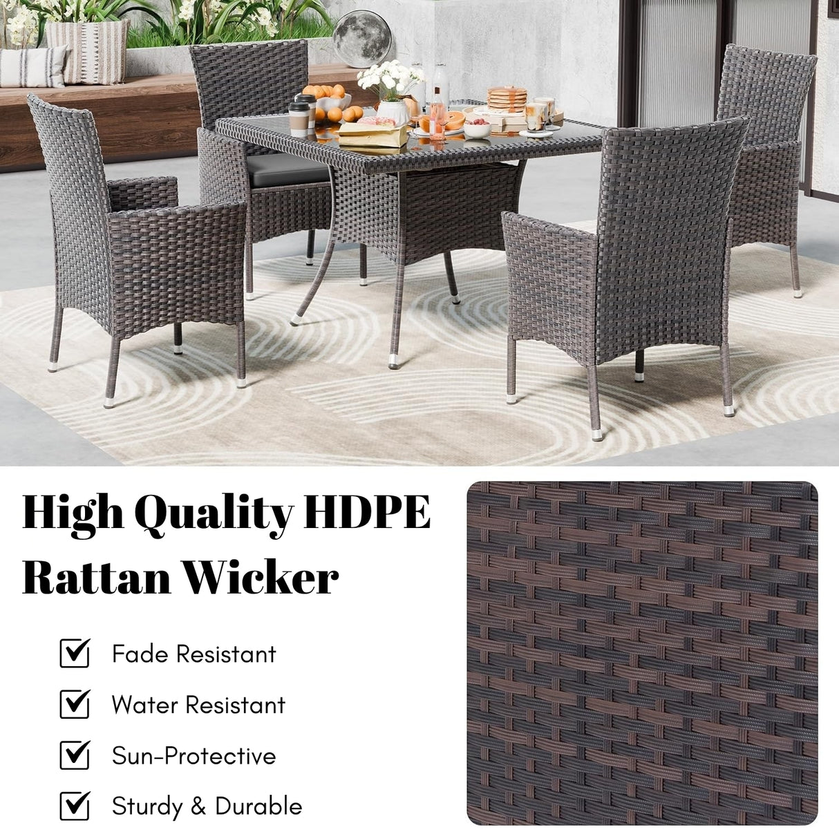 10-Piece Outdoor Patio Rattan Dining Set
