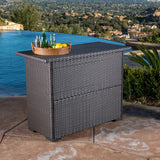 Outdoor Rattan Wicker Bar Table With Storage Selves