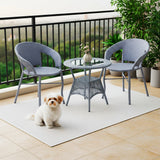 3-Piece Outdoor Rattan Wicker Patio Bistro Set