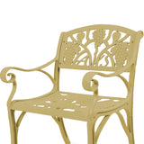 Outdoor Cast Aluminum 2 Chairs Patio Bistro Set (Beige)