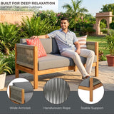 Outdoor Rope 2 Seater Sofa Set with Wooden Center Table