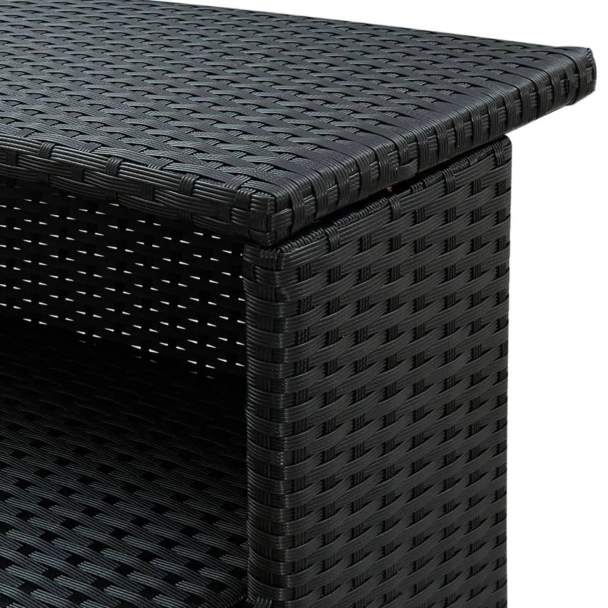 Outdoor Rattan Wicker Bar Table With a High-Top Design & Integrated Storage Shelf