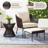 Outdoor 5 Piece Rope Patio Sofa Set (Brown & Cream)