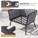 4 Piece Outdoor Rope Sofa Set with Wooden Top Table