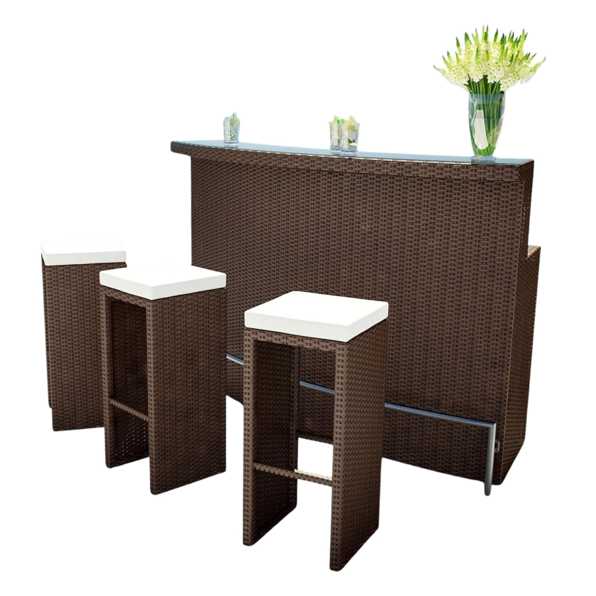3-Seater Outdoor Rattan Wicker Bar Set