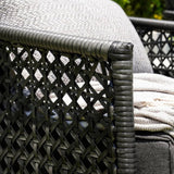 L-Shaped Patio Conversation Sofa Set with Thick Cushions & Side Table (Grey)