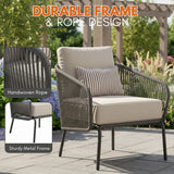 Outdoor Rope 2-Piece Sofa Chairs (Grey & Off-White)
