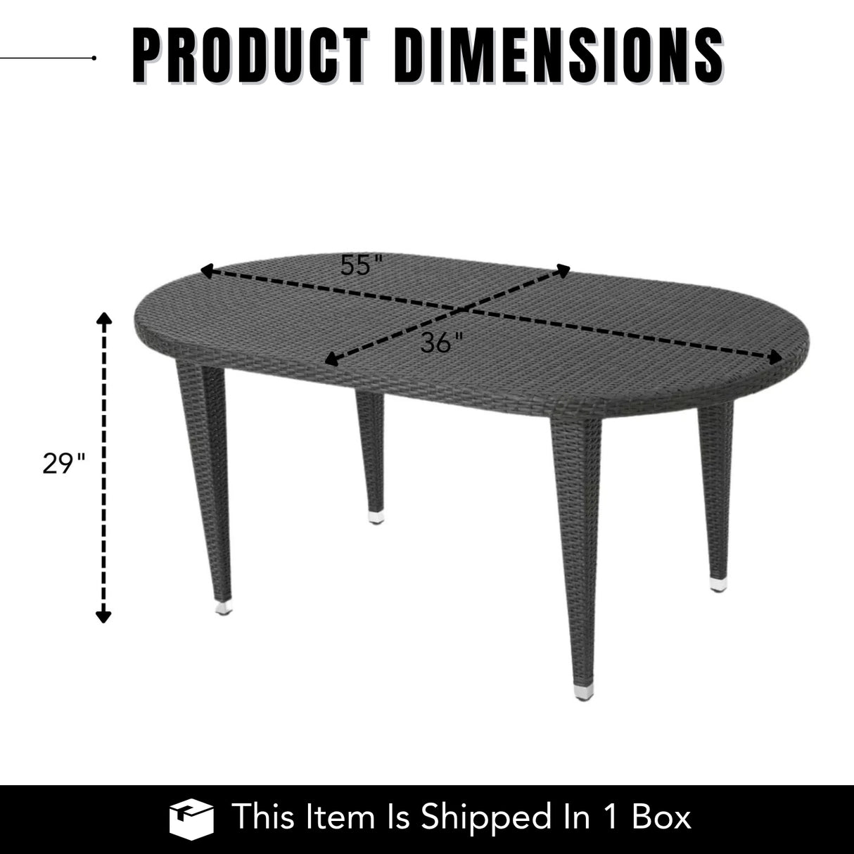 Outdoor Rattan Wicker Round Patio Table (Black)