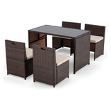 5-Piece Outdoor Patio Dining Set with Square Glass Tabletop
