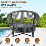 Outdoor 4-Seater Patio Rope Conversation Set (Grey & Dark Grey)