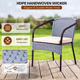 3 Piece Outdoor Wicker Patio Furniture Set (Silver & Cream)