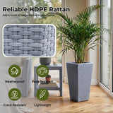 Tall Tapered Set of 6  Outdoor Wicker Planter (Silver Grey)