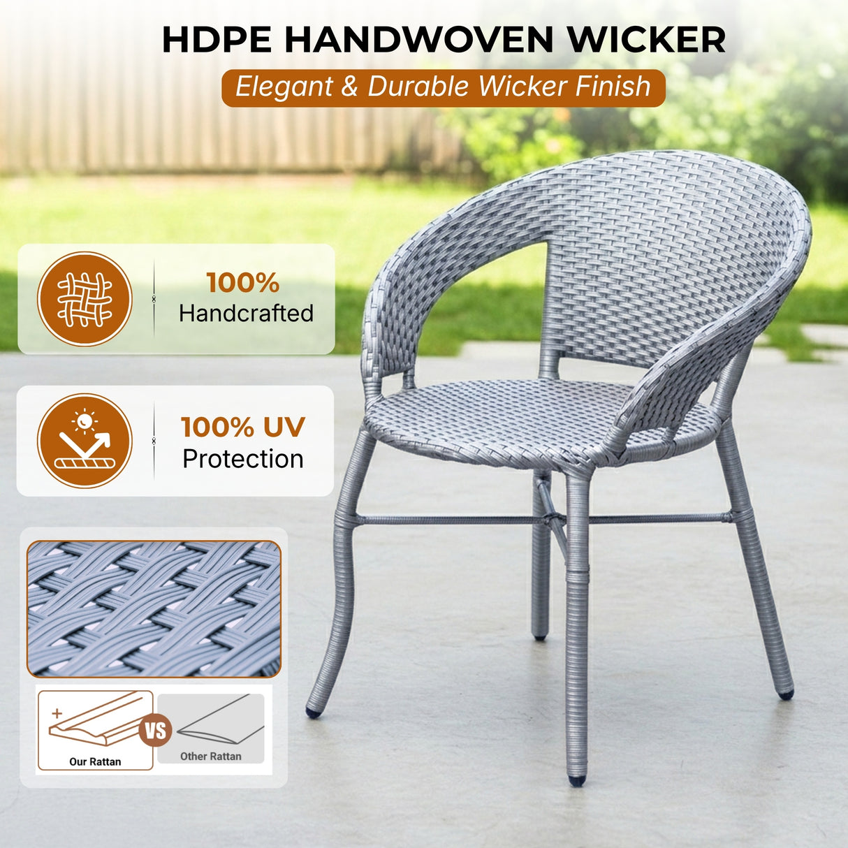 Outdoor Rattan Wicker 5-Piece Patio Furniture Set (Silver Grey)