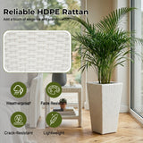 Tall Tapered Set of 6  Outdoor Wicker Planter (White)