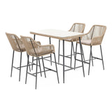 Premium Outdoor Rope 5-Piece Bar Set With a High-Top Table