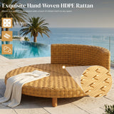 Outdoor All-Weather Rattan Wicker Round Daybed (Beige & Off-White)