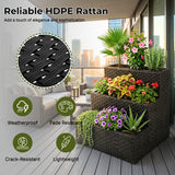 Outdoor 3-Tier Wicker Raised Planter Stand (Black)
