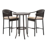 Outdoor Rattan Wicker Bar Set with Round Table