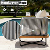 Premium All-Weather Outdoor Rope Sofa Chairs Set (Grey & Cream)