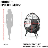Outdoor All-Weather Wicker Egg Chair (Grey)