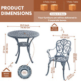 Outdoor Cast Aluminum 5-Piece Patio Conversation Set (Grey)