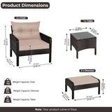 Outdoor Wicker 5-Piece Patio Sofa Set
