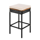 5-Piece Outdoor Rattan Wicker Bar Set with Wooden Top Table
