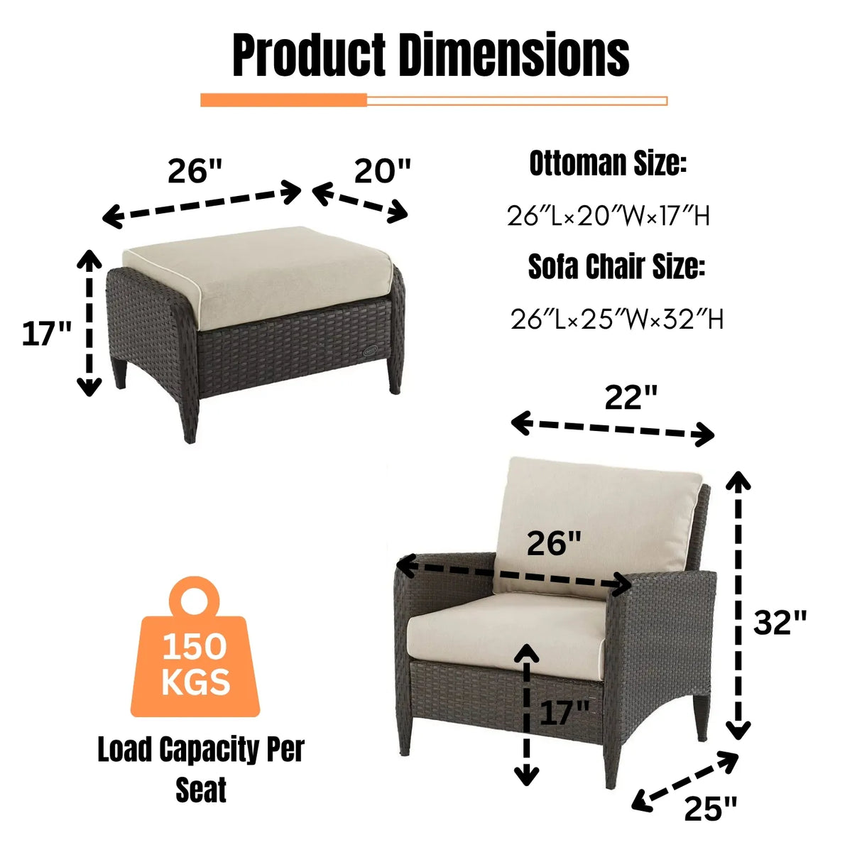 Outdoor 4 Piece Patio Wicker Furniture Set