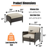 Outdoor 4 Piece Patio Wicker Furniture Set